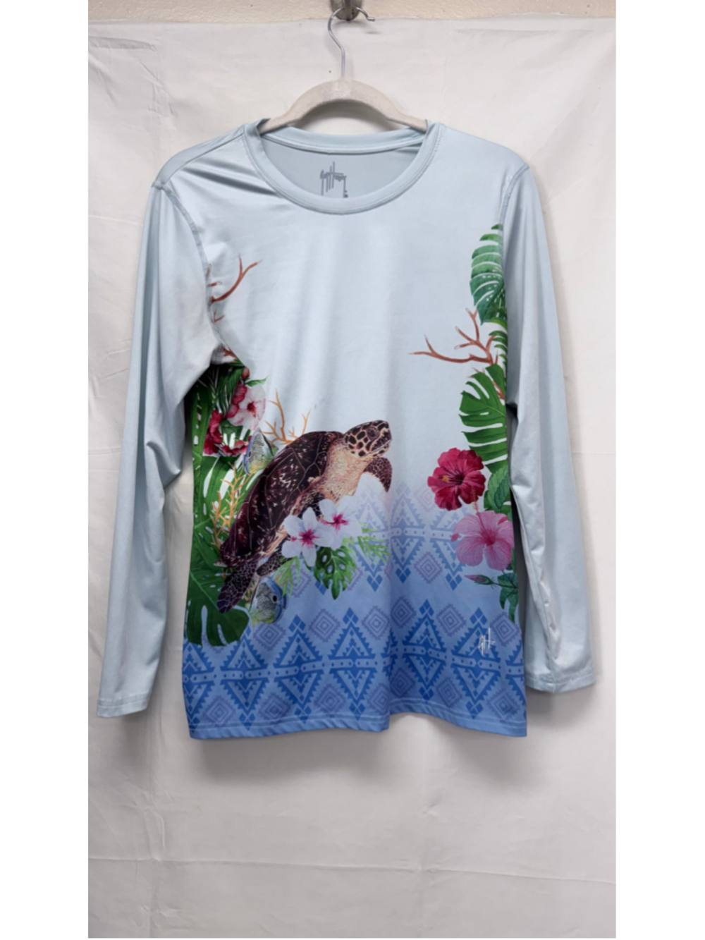 Men's Guy Harvey Long Sleeve Performance Tee, Size M, Light Blue/Green